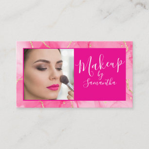 Heißrosa Marmor Schrift Foto Make-up  Visitenkarte