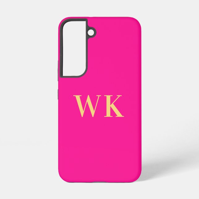 Heißrosa moderne Monogramm-Initialen Samsung Galaxy Hülle (Rückseite)