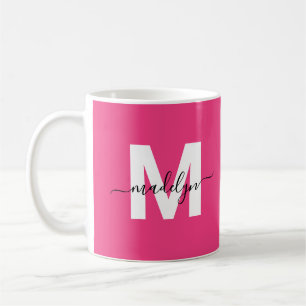 Heißrosa Monogramm Kaffeetasse