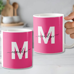 Heißrosa Monogramm Kaffeetasse