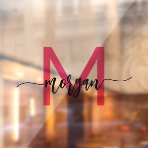Heißrosa Monogramm Name Geschäft Unternehmens- Fensteraufkleber
