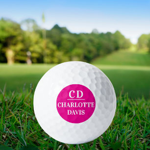 Heißrosa Monogramm-Name Golfball