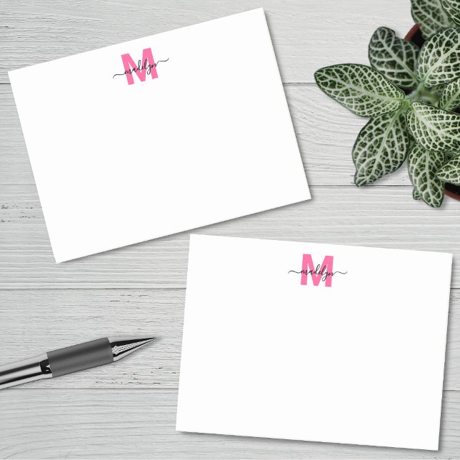 Heißrosa-Monogramm Post-it Klebezettel (Hot Pink Monogram Post-it Notes)