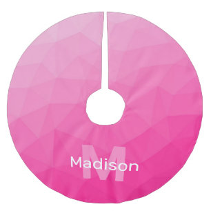 Heißrosa Ombre geometrisches Mesh-Muster Monogramm Polyester Weihnachtsbaumdecke