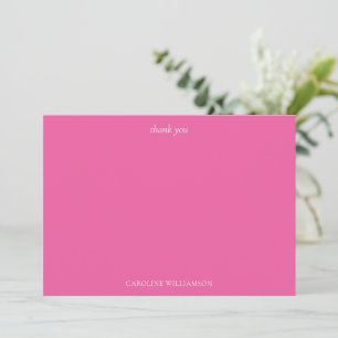 Heißrosa personalisierter Name elegante Korrespond Dankeskarte