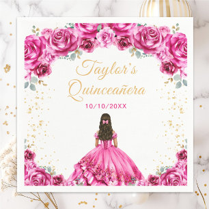 Heißrosa Prinzessin Floral Quinceañera Serviette