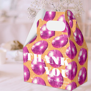 Heißrosa Retro-Disco-Kugeln Hochzeit Danke Geschenkschachtel
