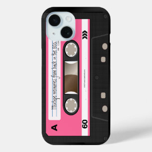 Heißrosa Retro-Kassetten-Tasche mit individuellem Case-Mate iPhone Hülle