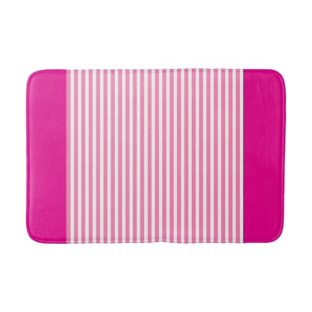 Heißrosa Rosa Streifen Badematte (Vorderseite)