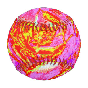 Heißrosa, rote und gelbe Sukkulenten-Sedumrosette Baseball
