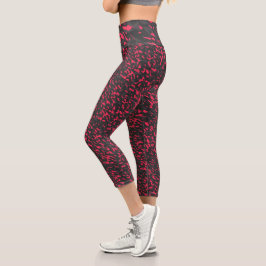 Heißrosa Schwarz Lila Camouflage Abstrakt Capri Leggings