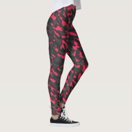 Heißrosa Schwarz Lila Camouflage Abstrakt Leggings
