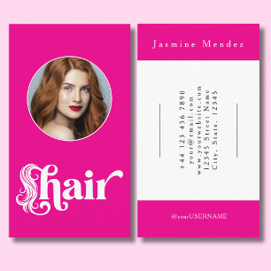 Heißrosa schwarze Schrift Foto Haarstylist Visitenkarte