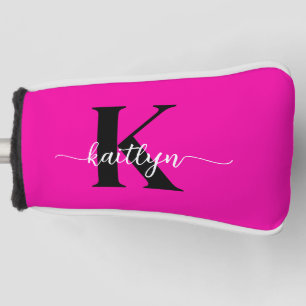 Heißrosa-schwarzes Monogramm Golf Headcover