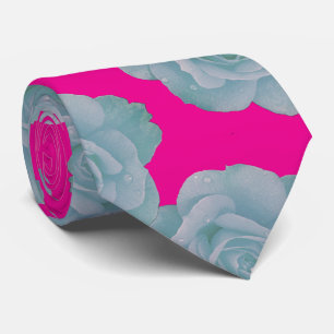 Heißrosa staubblaues Blumen-Rosen-Vintage-Geschenk Krawatte