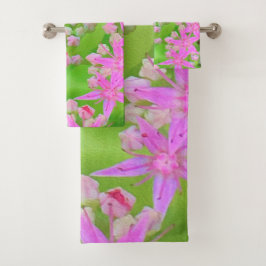 Heissrosa Sukkulentes Sedum mit fleshy-grünen Blät Badhandtuch Set