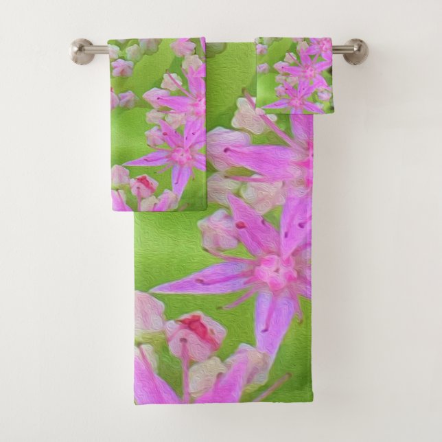 Heissrosa Sukkulentes Sedum mit fleshy-grünen Blät Badhandtuch Set (Insitu)