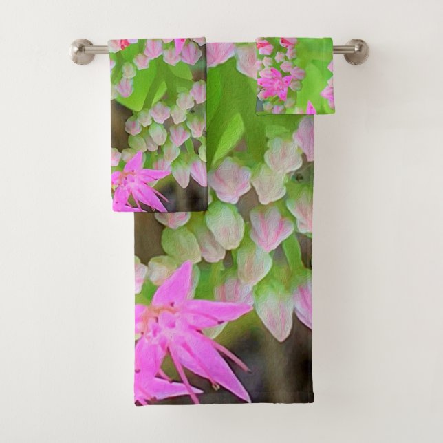 Heissrosa Sukkulentes Sedum mit fleshy-grünen Blät Badhandtuch Set (Insitu)