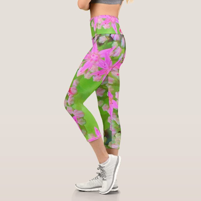 Heissrosa Sukkulentes Sedum mit fleshy-grünen Blät Capri Leggings (Links)