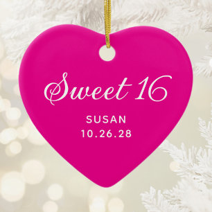 Heißrosa Sweet 16 Foto Keramik Ornament