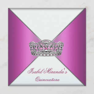 Heißrosa Tiara Quinceanera 15. Party Einladung