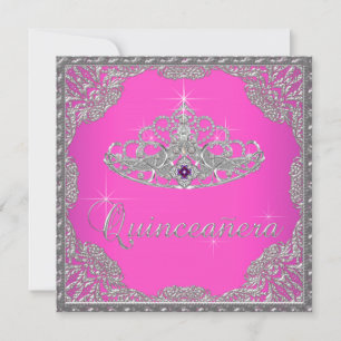 Heißrosa Tiara Quinceanera Einladung