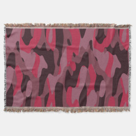 Heißrosa und Burgunder Camouflage Decke
