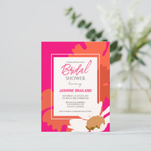 Heißrosa und Orange Gänseblümchen Abstrakte Floral Postkarte