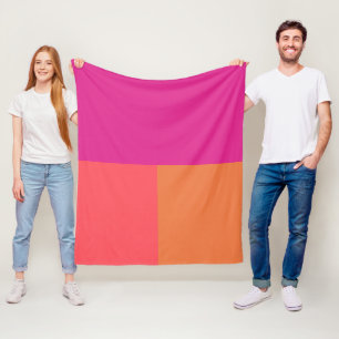 Heißrosa und orangefarbene Blöcke Fleecedecke