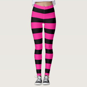 Heißrosa und schwarze Mode Streifen Streifenmuster Leggings