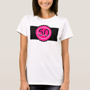 Heißrosa und schwarzes 50. & Fabelhaftes Geburtsta T-Shirt