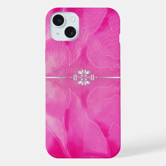 Heißrosa und Silber iPhone Hülle (Rückseite)