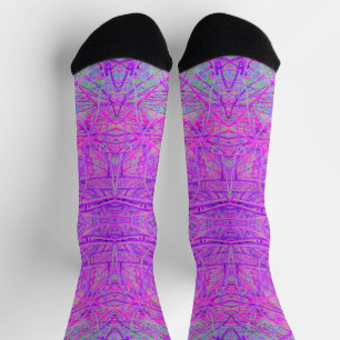Heißrosa und violettes abstraktes Zweigmuster Socken