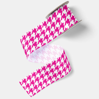 Heißrosa und Weiß Houndstooth Satinband