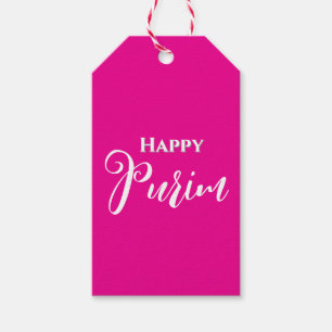 Heißrosa und Weiße Fröhliche Purim-Geschenkkarte Geschenkanhänger