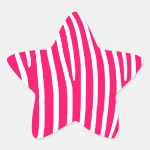 Heißrosa und weißer Zebradruck Stern-Aufkleber