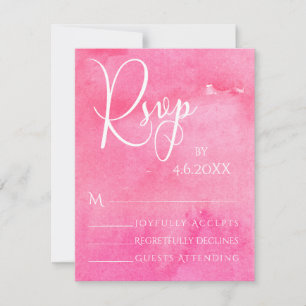 Heißrosa Wasserfarbe Elegante Typografie RSVP Karte