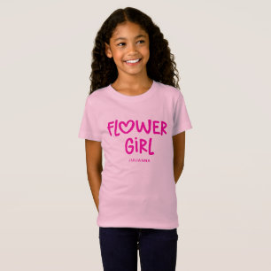 Heißrosa whimsical Herz-Typografie Blumenmädchen T-Shirt