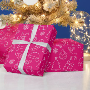 Heißrosa Winter Weihnachtsmuster Geschenkpapier
