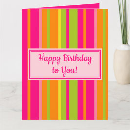 Heissrosa, Zitronengrün, Orange und Gelb zum Gebur Karte