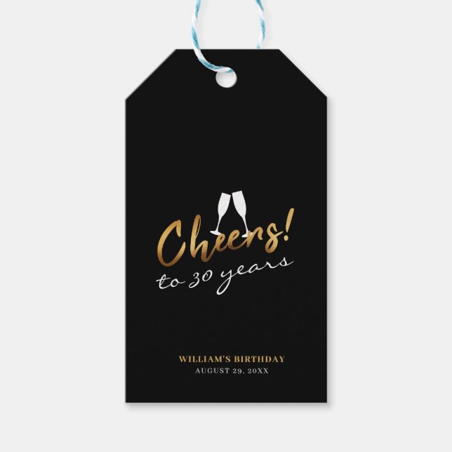 Heißt auf 30 Jahre Chic Gold Black Adult Geburtsta Geschenkanhänger (Vorderseite)