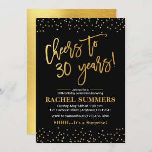 Heißt auf 30 Jahre Schwarz & Gold Erwachsene Gebur Einladung