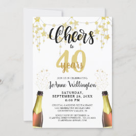 Heißt auf 40 Jahre Black Gold Stars Script Einladung