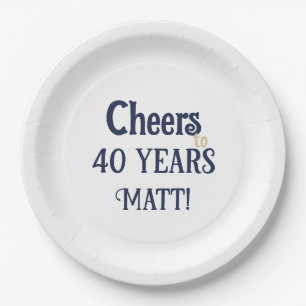 Heißt auf 40 Jahre Geburtstag Blue und Gold Plate Pappteller