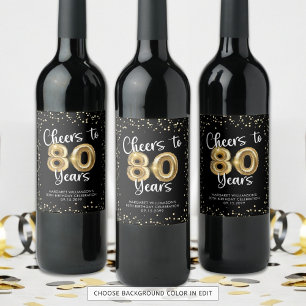 Heißt auf 80 Jahre Black Gold Confetti Geburtstag Weinetikett
