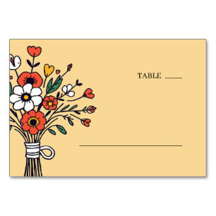 Heitere beige Blumenillustration Tischnummer