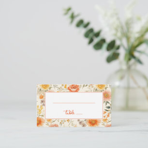 Heitere Orange Vintage Blumig Platzkarte