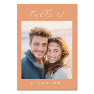 Heitere Pfirsich-Minimalist-Foto Tischnummer