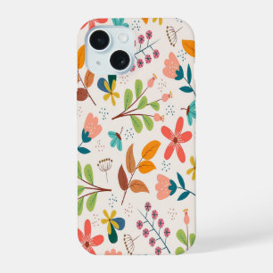 Heitere skandinavische Volkskunst Blumenmuster iPhone 15 Hülle