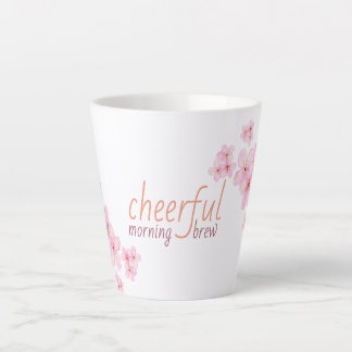 Heiteres Morgengetränk-Zitat mit Kirschblüten Milchtasse